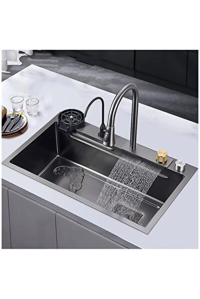 24 7 Life Set chiuvetă de bucătărie multifuncțională cu accesorii, finisaj negru mat