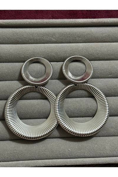 MODA Silver Round Dangle Steel Earrings