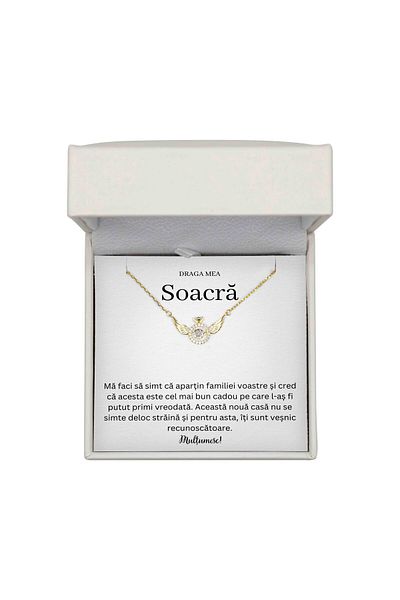 The Jewel Heart Colier Pentru Soacră – Cadou Elegant Cu Mesaj Sincer, Argint 925 Placat Cu Aur, Cutie Cu LED Inclusă