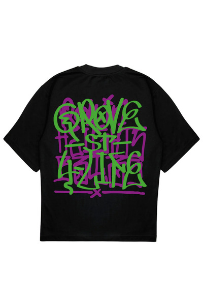 SVART WEAR تي شيرت GROVE STREET مقاس كبير تي شيرت 4 خطوط باللون الأسود