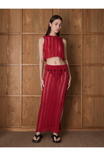 Laluvia Rotes Strandblusen-Rock-Set – 7259