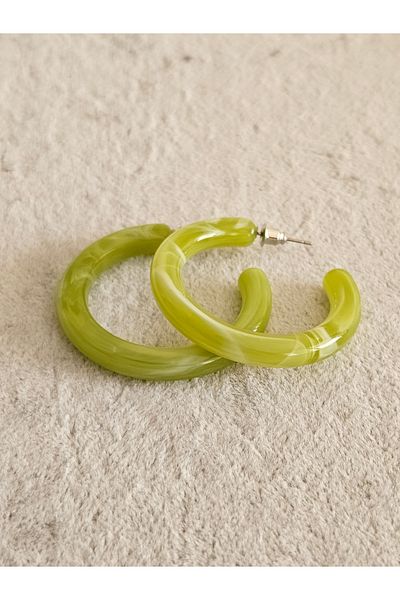 SiestaAccessories Green Color Acrylic Hoop Earrings