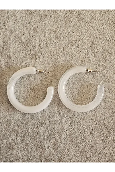 SiestaAccessories Transparent-White Color Acrylic Hoop Earrings