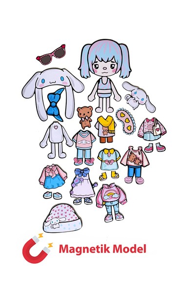 Papağan Toca Boca Cinnamoroll Mıknatıslı Kıyafet Giydirme Seti