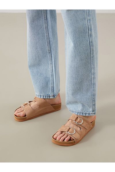 LC Waikiki Lcw Steps Brown Double Banded Women's Slippers