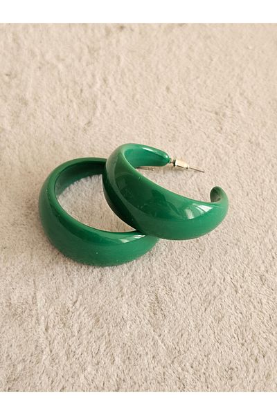SiestaAccessories Green Color Acrylic Hoop Earrings