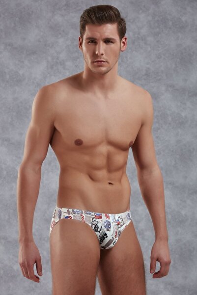 NazikEndam Ανδρικό σλιπ μοντάλ πολύχρωμο εμπριμέ 1399