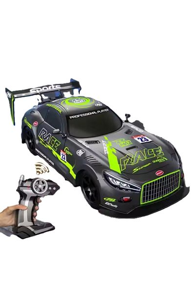 OEM Remote control car with flashing lights, water spray, drift, racing vehicle for children, Green