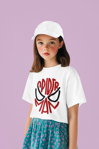 SEVBANO Tricou pentru copii cu mască Spider-Man imprimată unisex Spider-Man Movie (1-12 ani)