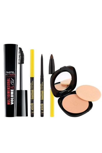 Pastel Multidimensional Volume&Curl Mascara + Catherine Arley Silky Powder No:6 + Elite (Coffee) Eye Liner