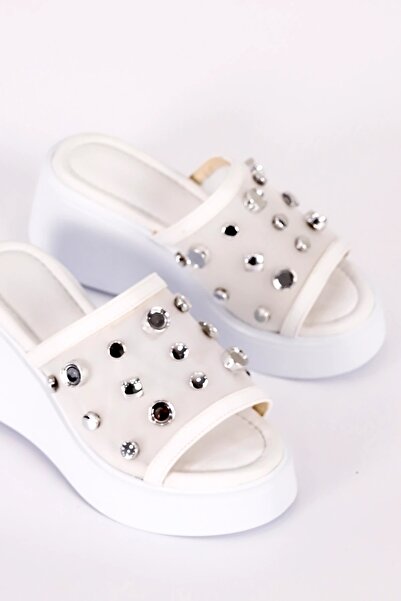 kajal ayakkabı DL 20 Παντόφλες με μεταλλική λεπτομέρεια με σφήνα σόλα