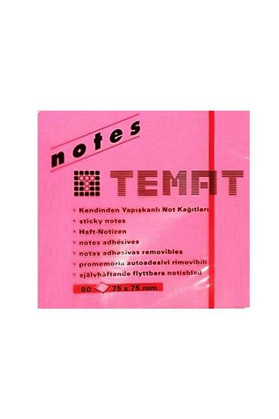 Temat ورق ملاحظات لاصق مقاس 75 × 75 وردي فسفوري