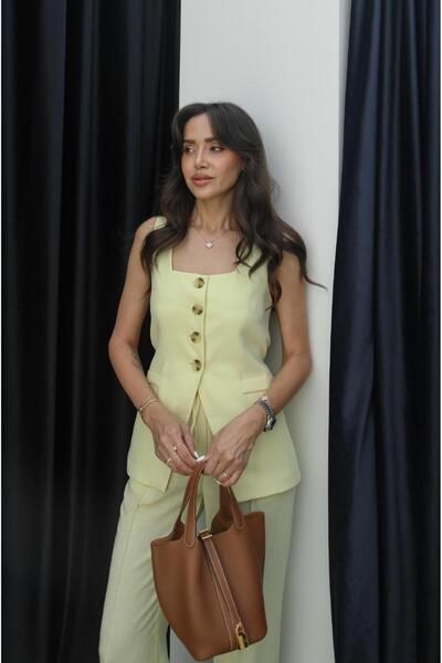 Havoş Light Yellow Sabina Vest Trousers Set