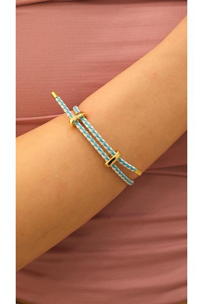 Jerie Gold Adjustable Steel Accessory Detail Rope Bracelet