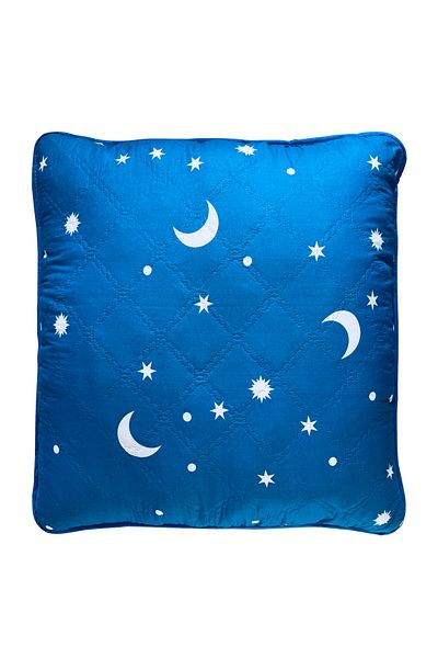 Coneltex "Moon and Stars" quilted pillow Coneltex, 70 x 70 cm, square, siliconized fiber filling, turquoise