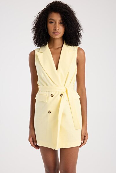 İLKCET MODA Αμάνικο φόρεμα με 4 κουμπιά με ζώνη