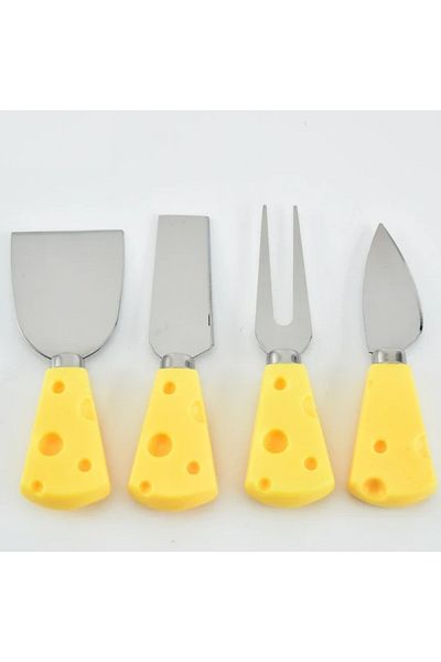FOXMAG24 Set of 4 small cheese tools, stainless steel, elegant design, easy to maintain, yellow