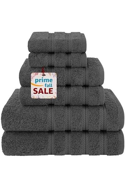 Safi Plus 6-Piece Cotton Towels Premium Quality 600 GSM Super Soft Bath Towels - Grey