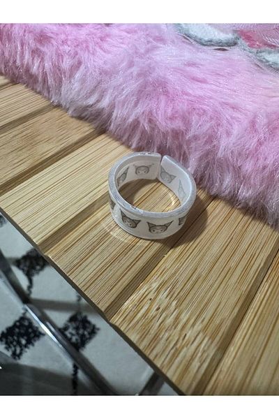 Herşey Nota Kuromi Printed Children's Ring – Fixed Size Resin Cartoon Figure Jewelry