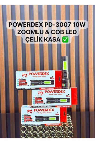 powerdex Pd-3007 Profesyonel Şarjlı 10w 1000 Lümen Zoomlu Led Çelik Kasa El f...