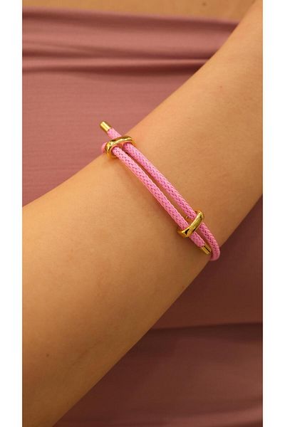 Jerie Gold Adjustable Steel Accessory Detail Rope Bracelet