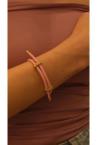 Jerie Gold Adjustable Steel Accessory Detail Rope Bracelet
