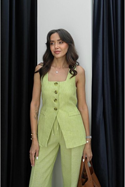 Havoş Pisztácia zöld Sabina mellény nadrág szett