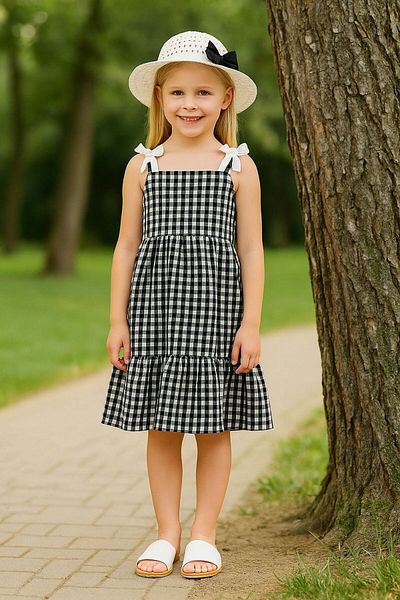 AXXAN Girl's Dress Summer Zero Sleeve with Hat Tricotone Dress