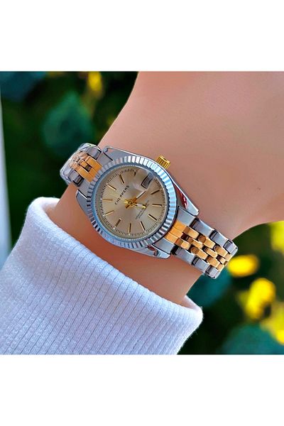 Weluxa Silver Color Minimal Case Calendar Women Wrist Watch