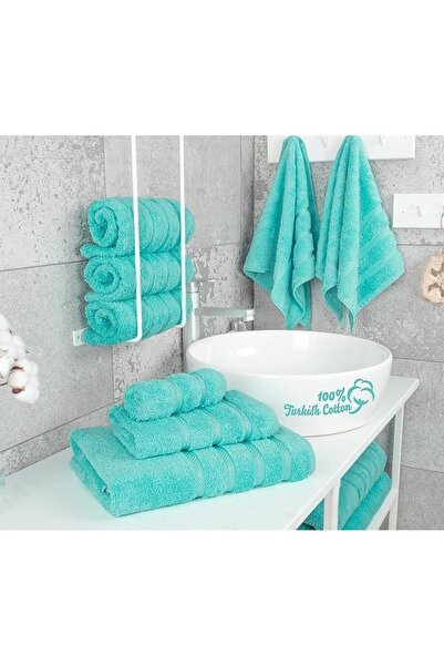 Safi Plus 6-Piece Cotton Towels Premium Quality 600 GSM Super Soft Bath Towels - Turquoise