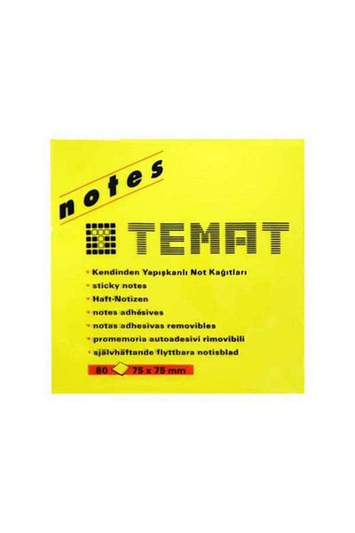 Temat Хартия за бележки 75x75, флуоресцентно жълта