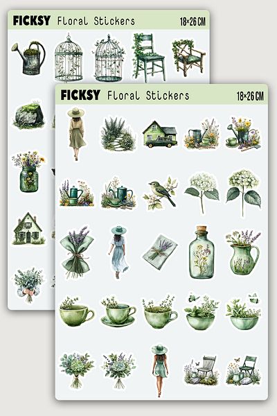 Ficksy Cottage and Nature Sticker Set - 50 Sticker Stickers