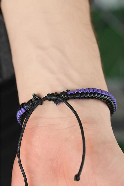 Avantaj Kapıda ®   Purple Leather Men's Bracelet