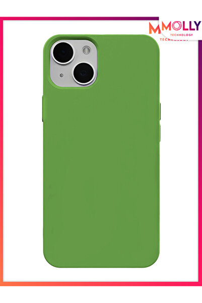 Molly iPhone 13 İçin Matcha Yeşili Liquid İçi Kadife Silikon Kılıf