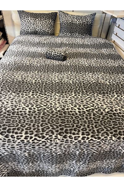 ŞENER HOME Leopard Patterned Sheet Elastic Double Pique Set