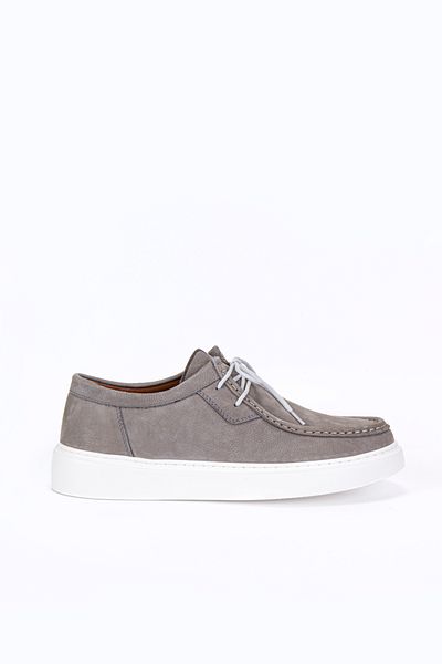 Vantaggio Eagle Gray Nubuck 100% Genuine Leather Men's Casual Shoes