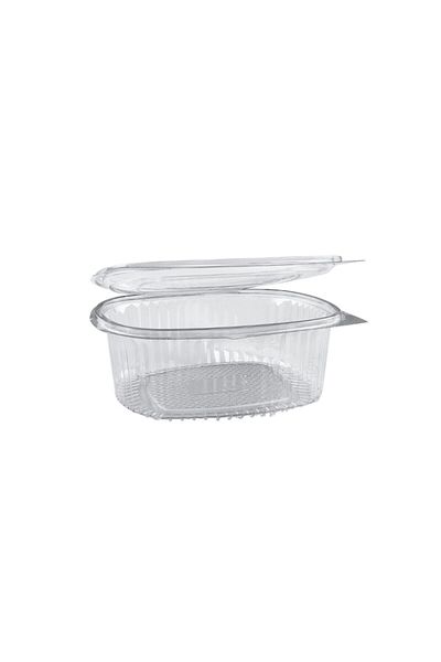 LYOBEST Set of 100 Oval Plastic Sauce Cups with Attached Lids, 100 ml