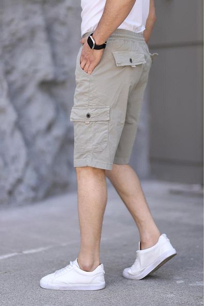 XORVİO Ανδρικό Lycra Gabardine Κομψό Ποιότητας Νερό Πράσινο Σορτς Τσέπης Βαμβακερό Ελαστική μέση