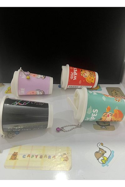 demirosa 4 Pieces of Coffee Wet Wipes with Cup
