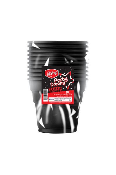 Roll-Up Party Dreams Soft Drink Glass Black 10 Pcs