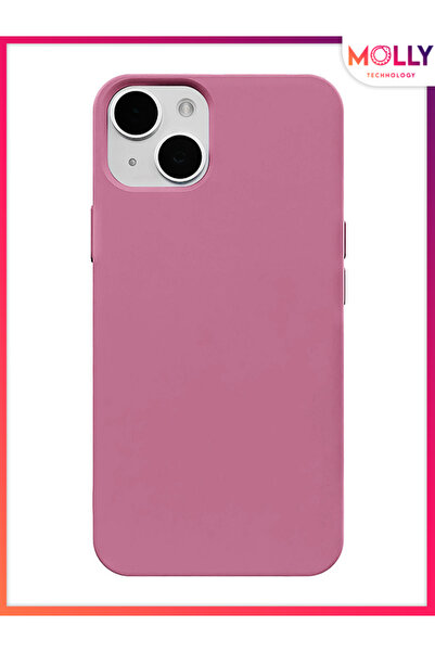 Molly iPhone 13 İçin Rozalin Liquid İçi Kadife Silikon Kılıf