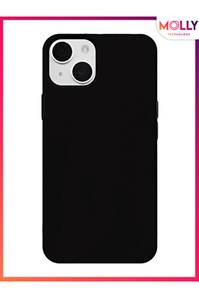 Molly iPhone 13 İçin Siyah Liquid İçi Kadife Silikon Kılıf