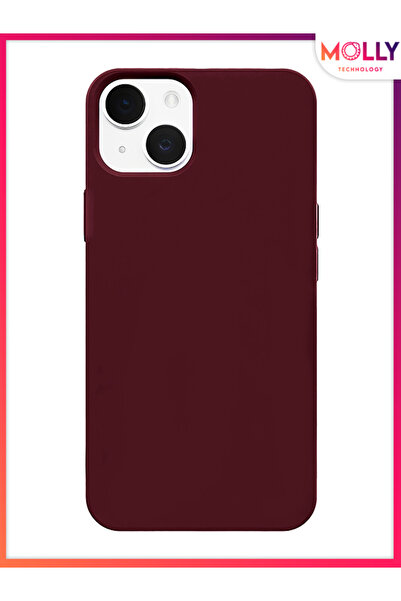 Molly iPhone 13 İçin Vişne Çürüğü Liquid İçi Kadife Silikon Kılıf