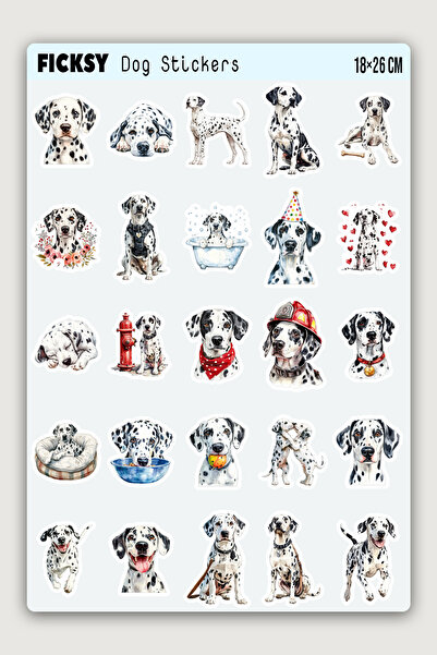 Ficksy مجموعة ملصقات كلب الدلماسي - 25 قطعة من ملصقات كلب الدلماسي