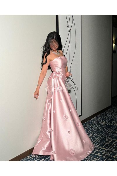 ALANOOD FASHION Pink evening dress with luxurious roses