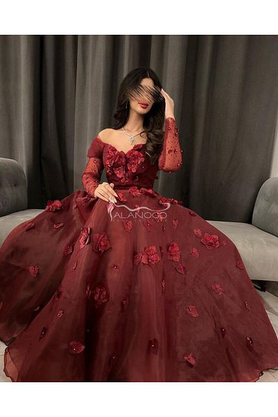 ALANOOD FASHION Oudi evening dress embroidered with luxurious flowers