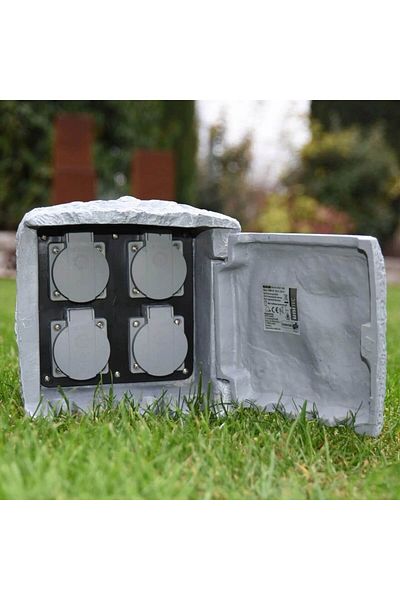 Unitec Garden Extension Cord, Stone Housing, , 4 Posts, 1.5 M
