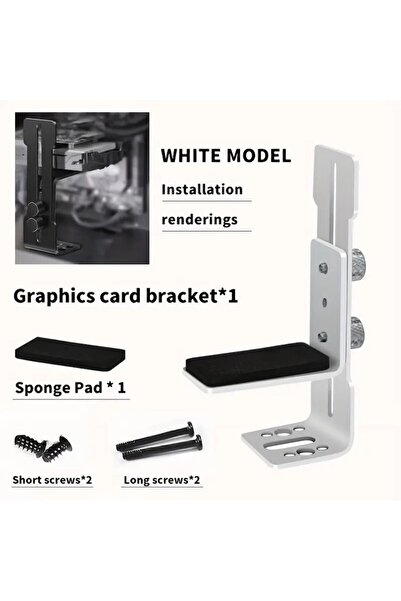 OEM Suport GPU reglabil din aliaj de aluminiu, kit de montare antiderapantă pentru placă grafică, alb