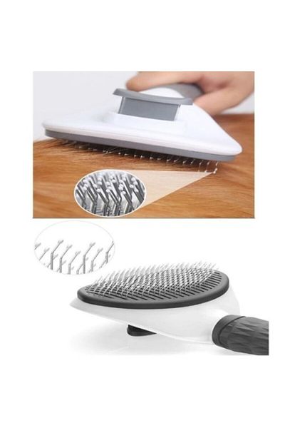 ForWhat Cat Dog Comb Automatic Cleaning Gray Comb for Bureau Home Office Pet Pet