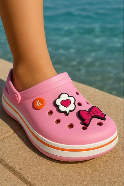 MARKABONİ Girl's Pink Lilac Daily Anatomical Non-Slip Sole Slippers Pool Beach Sandals